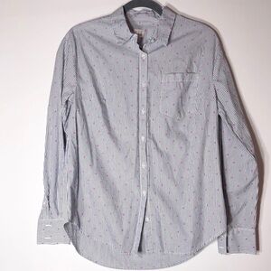 A New Day Sz M button down LS blue white